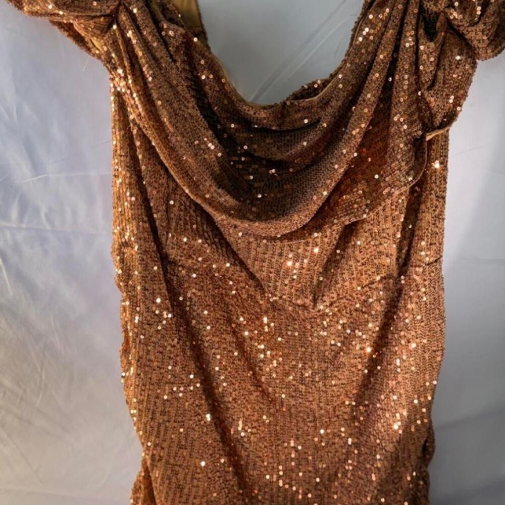 Prettylittlething Women's Gold and Brown Dress